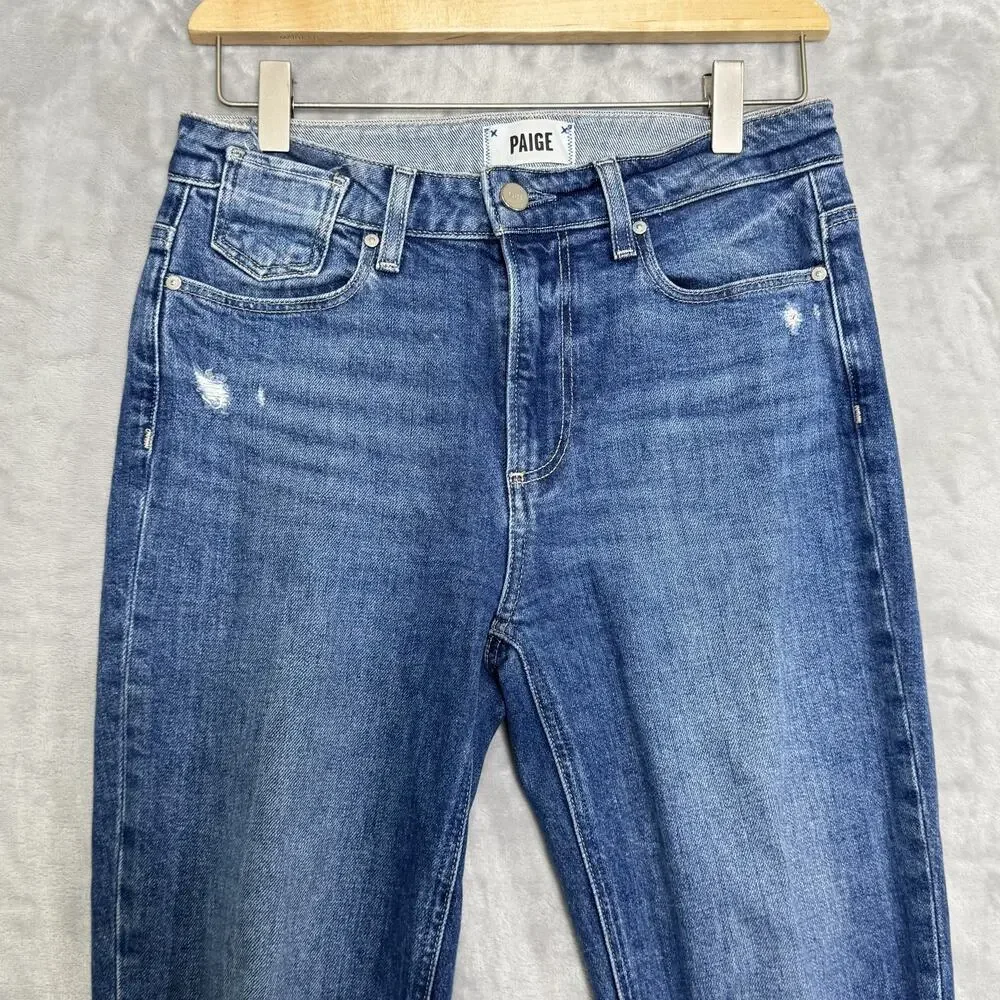 Paige Jeans Womens 27 Colette Crop Flare Blaine Destructed Distressed Raw Hem